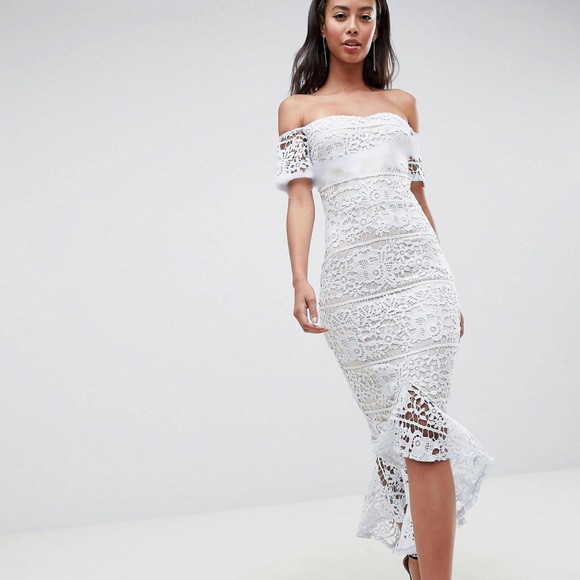 Missguided Tall Lace Bardot Fishtail Midi Dress
Size 4 - Picture 1 of 13